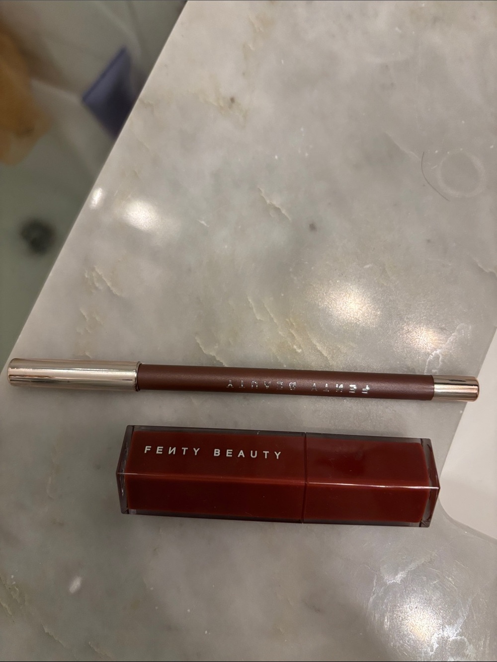 Fenty Beauty Brown Lip Liner & Deep Red-Brown Liquid Lipstick